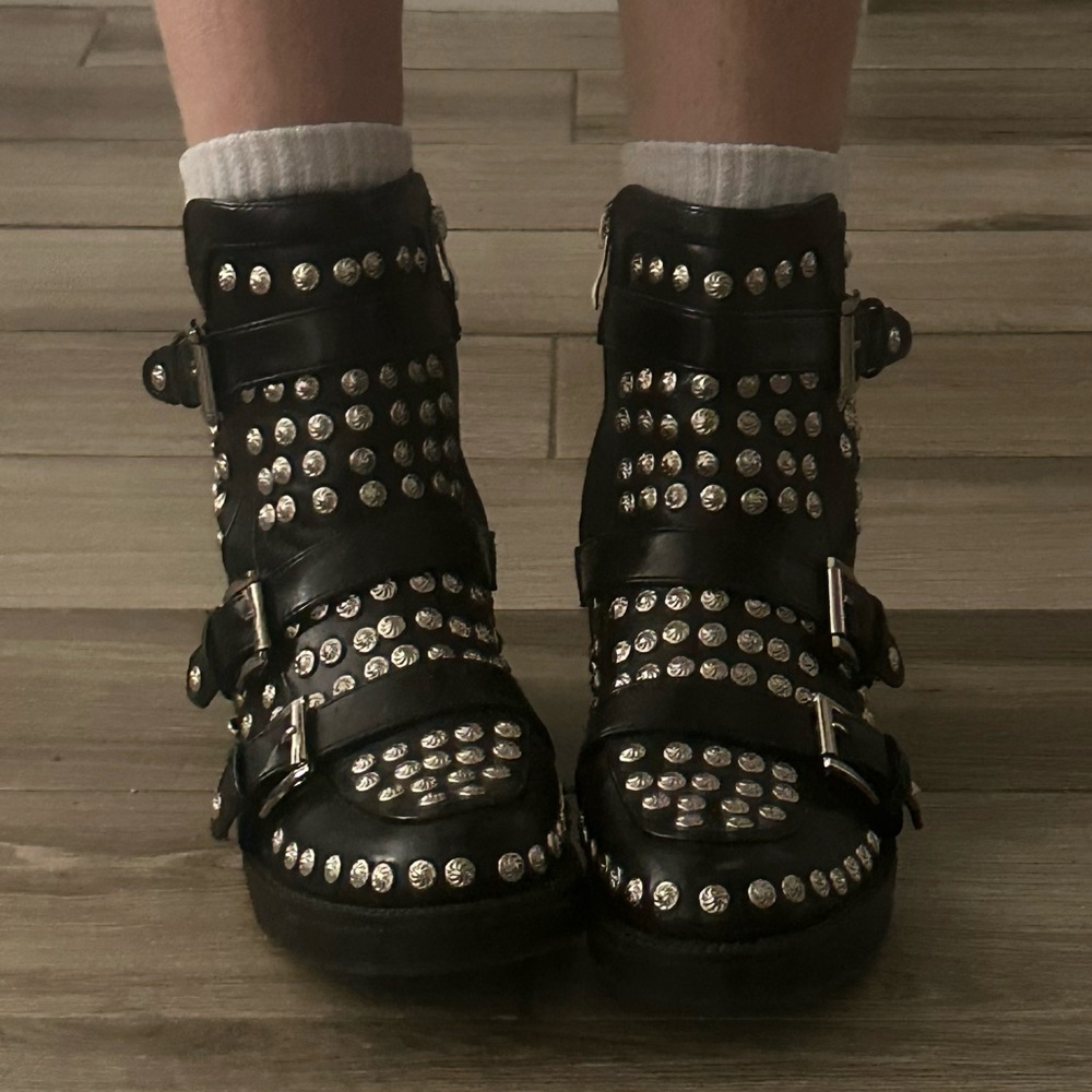 Nasty Gal Black Studded Combat Boots - Picture 3 of 3